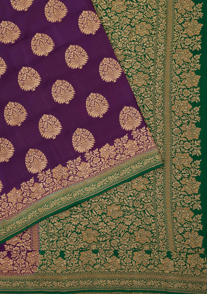 Purple Zariwork Pure Silk Saree