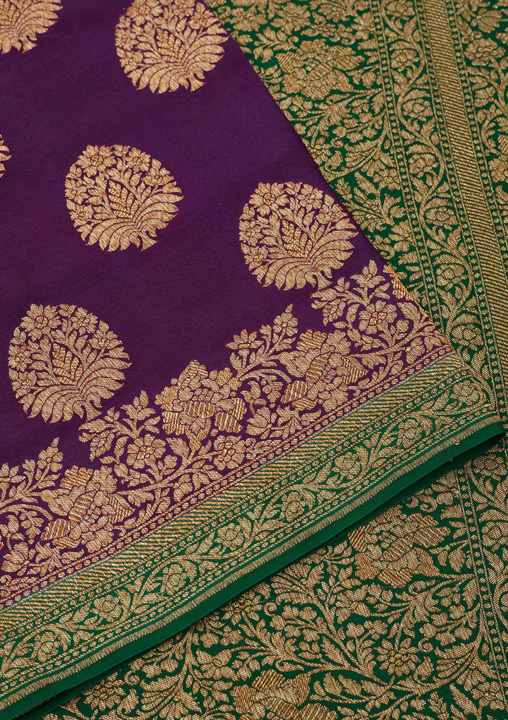 Purple Zariwork Pure Silk Saree