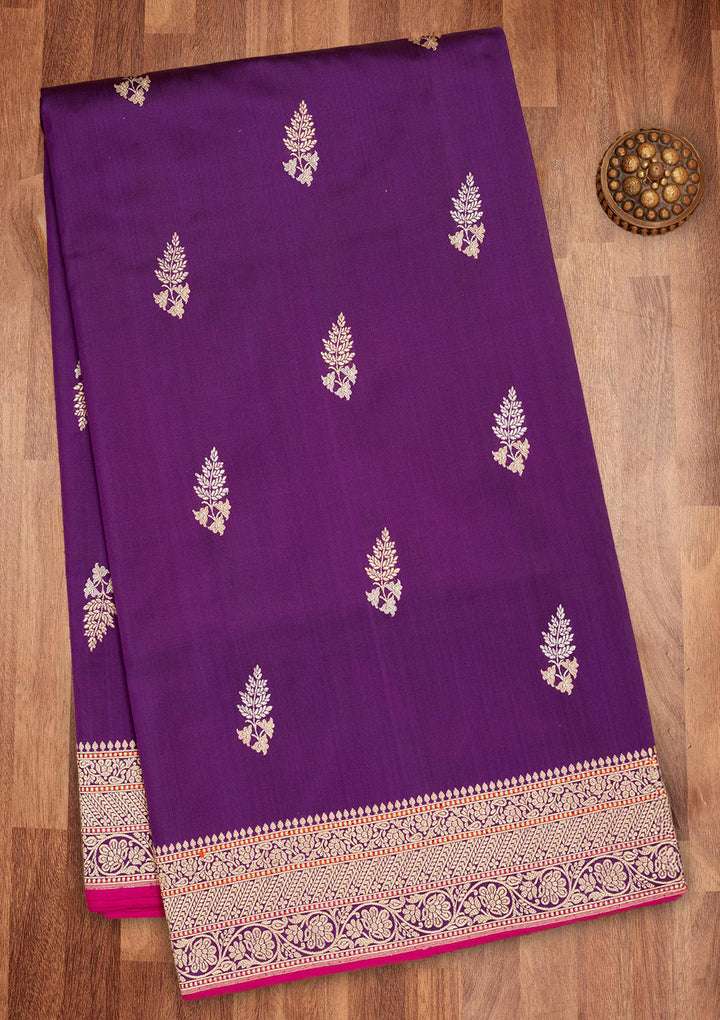 Purple Zariwork Pure Silk Saree