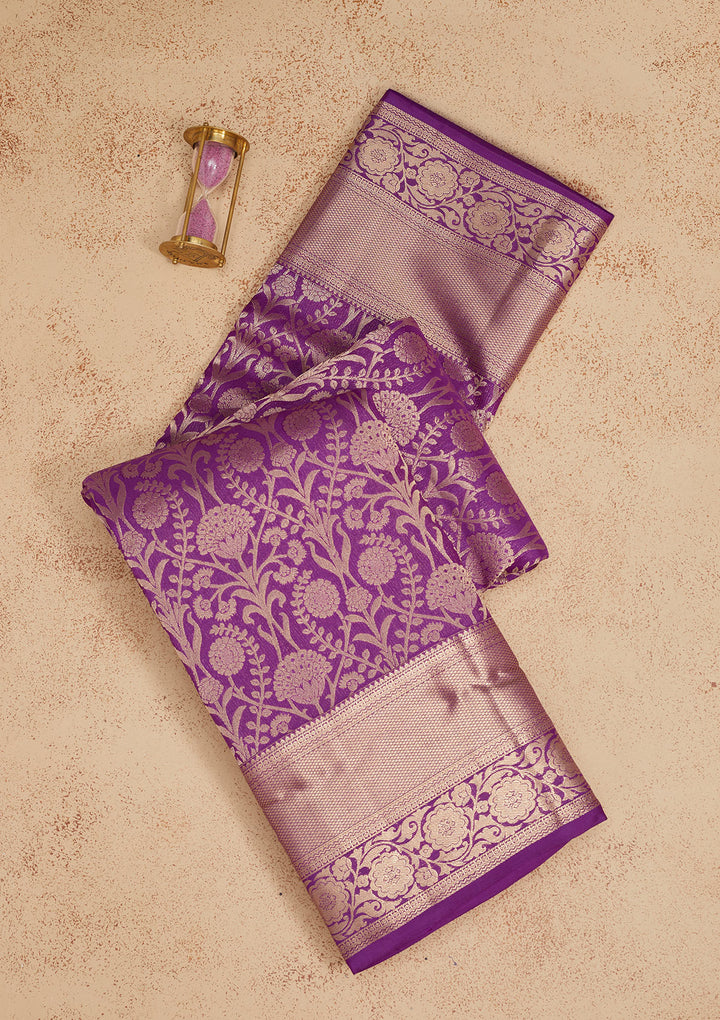Purple Zariwork Pure Silk Saree