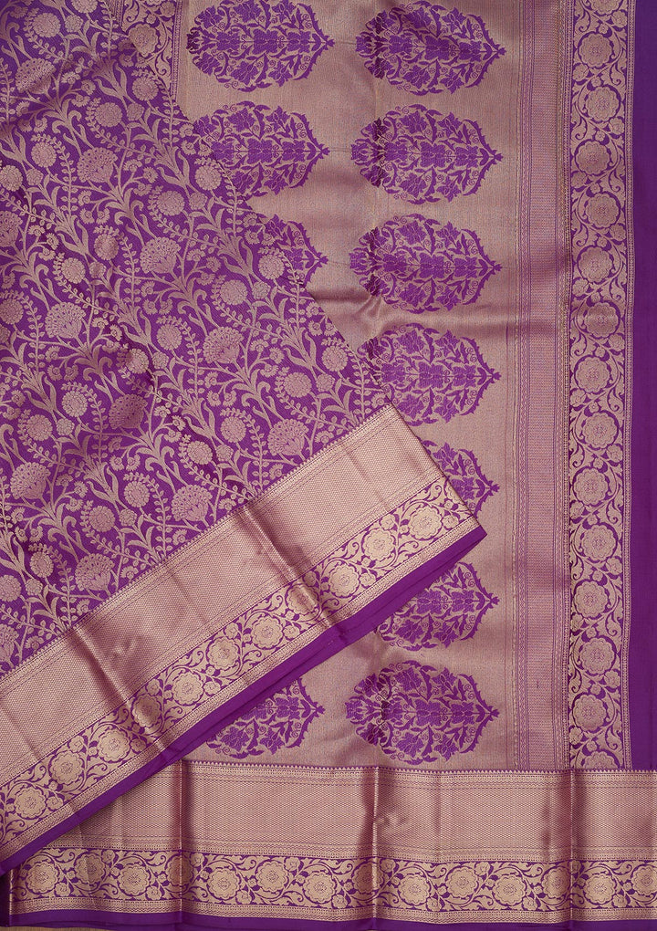 Purple Zariwork Pure Silk Saree