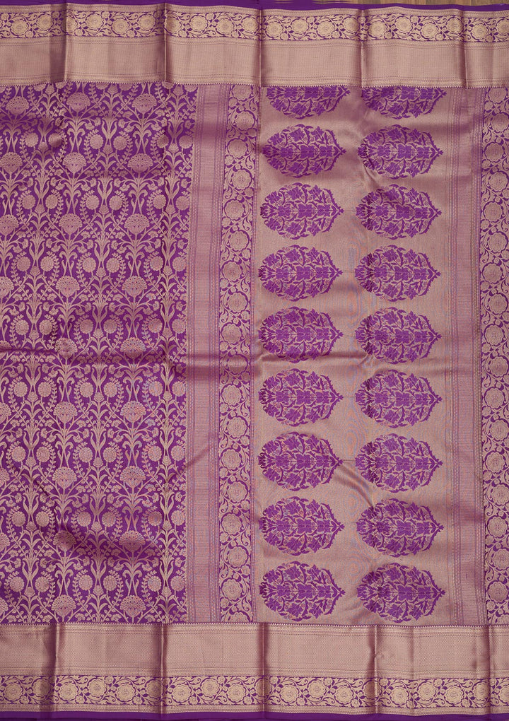 Purple Zariwork Pure Silk Saree