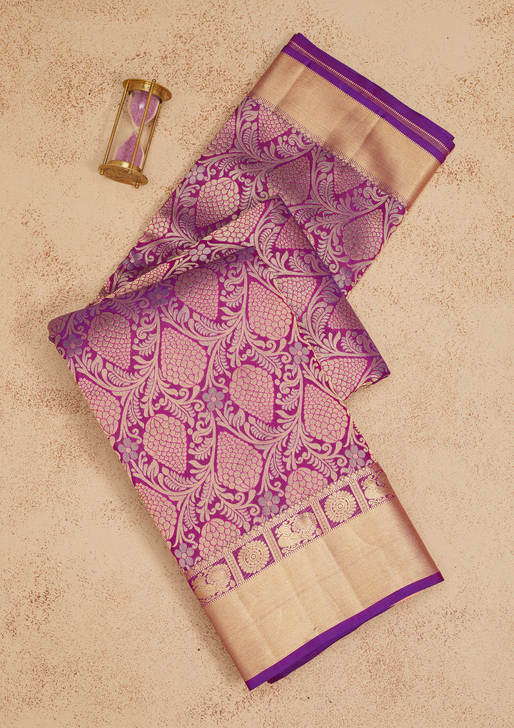 Purple Zariwork Pure Silk Saree