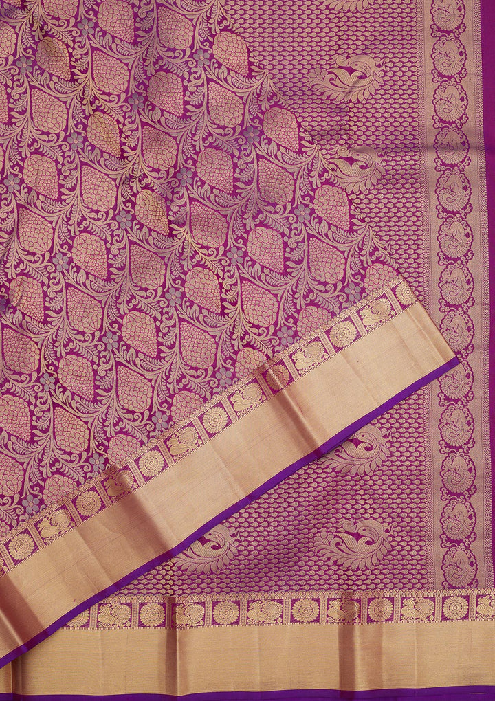 Purple Zariwork Pure Silk Saree