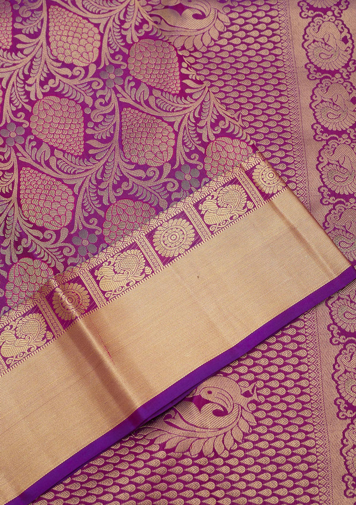 Purple Zariwork Pure Silk Saree