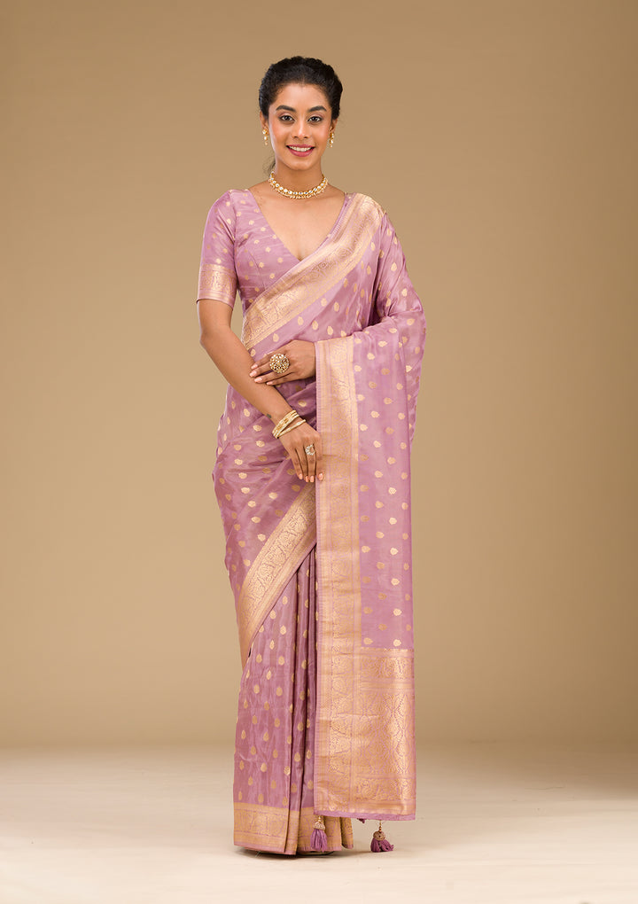 Purple Zariwork Raw Silk Saree