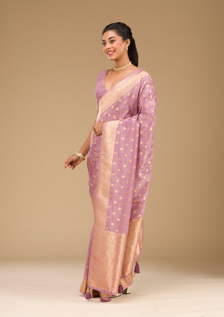 Purple Zariwork Raw Silk Saree