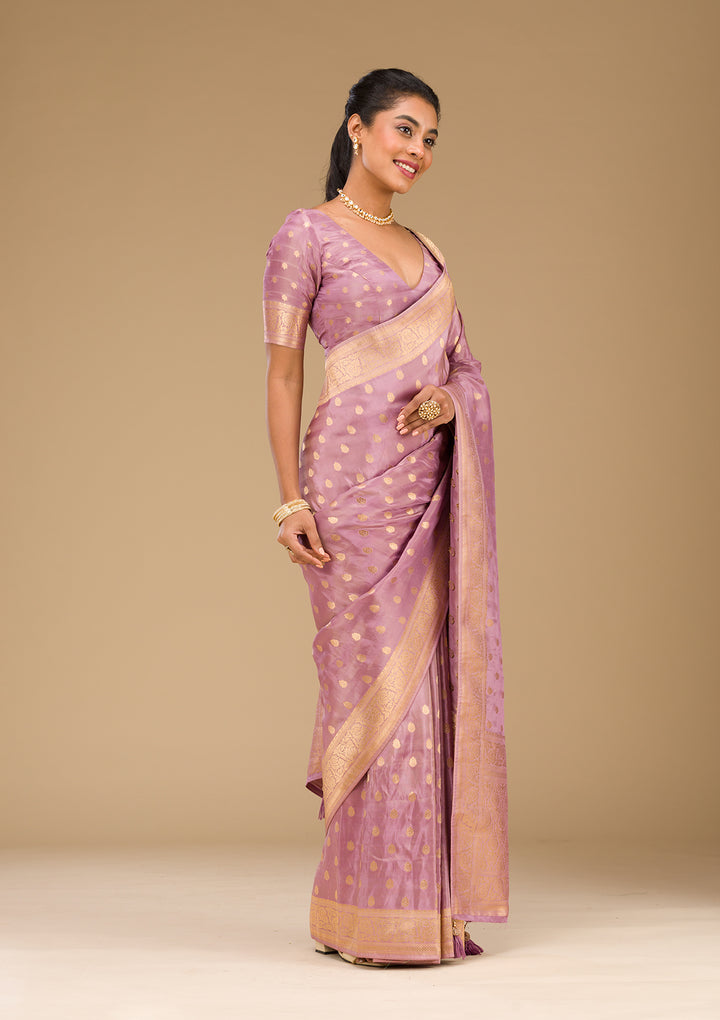Purple Zariwork Raw Silk Saree