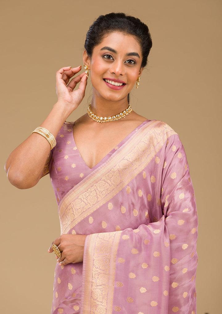 Purple Zariwork Raw Silk Saree