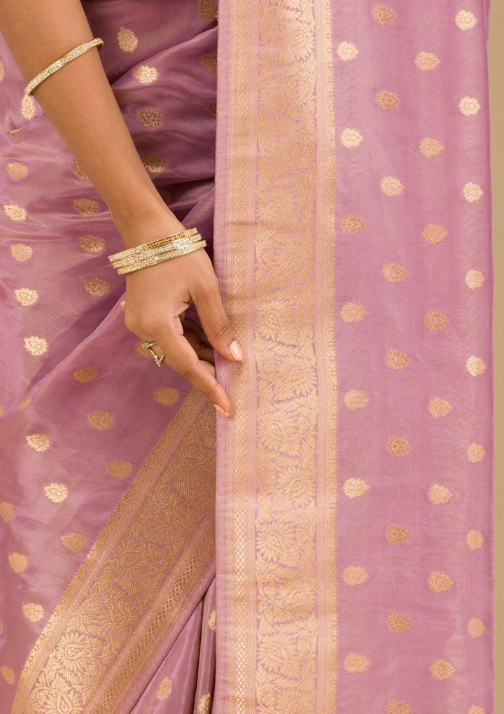 Purple Zariwork Raw Silk Saree