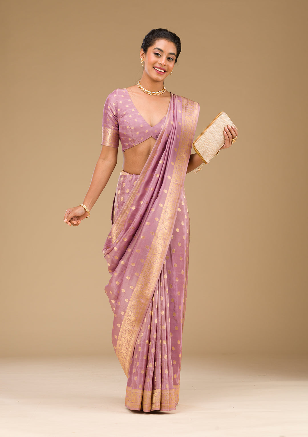 Purple Zariwork Raw Silk Saree