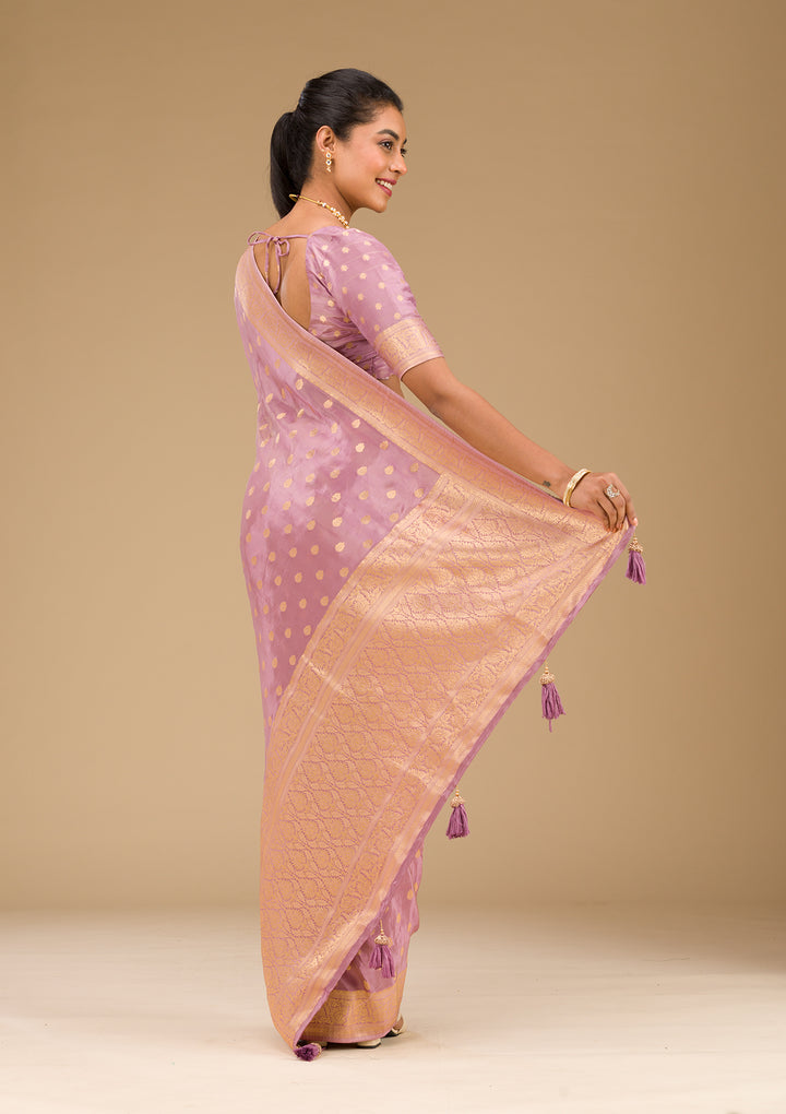 Purple Zariwork Raw Silk Saree
