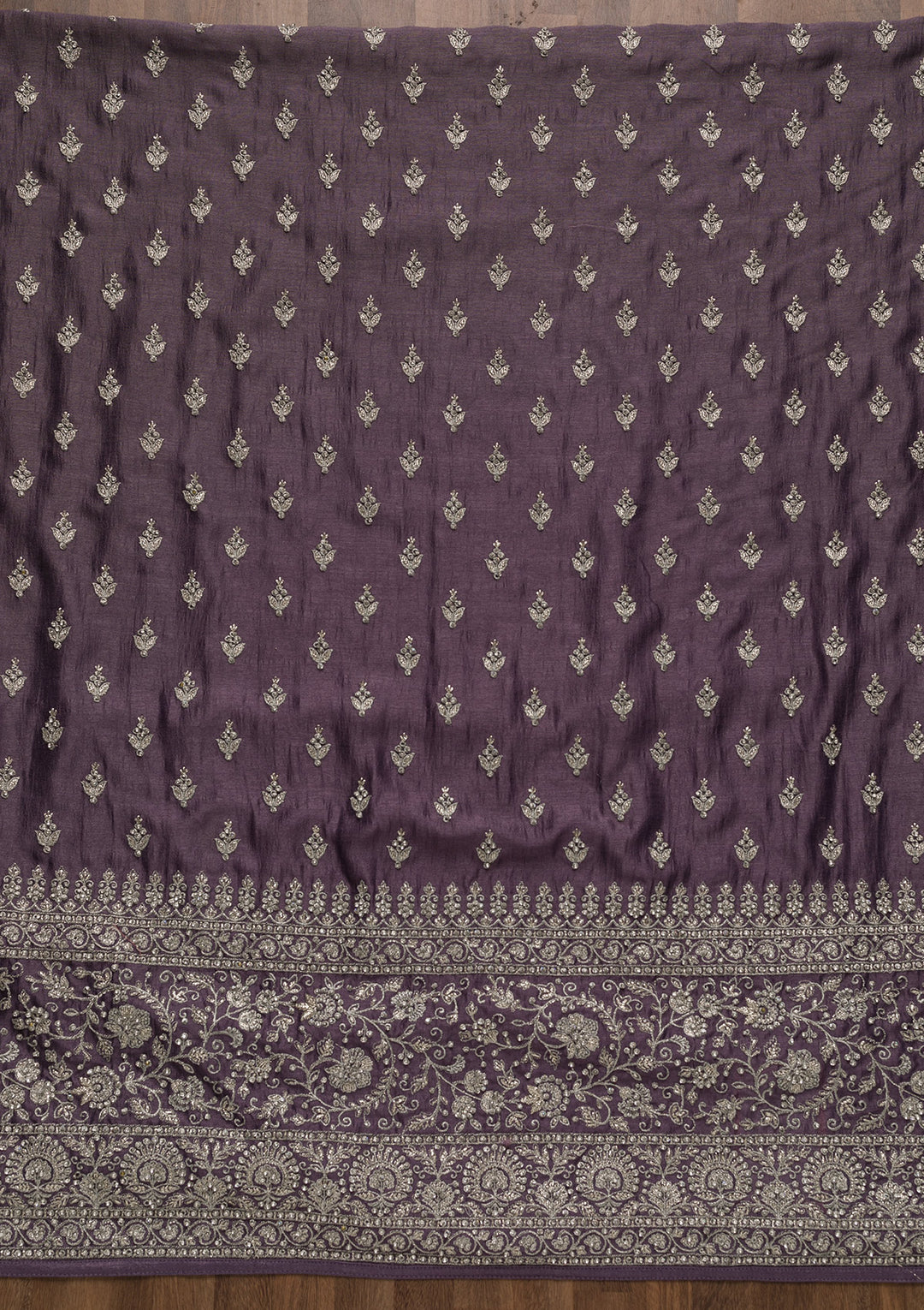 Purple Zariwork Raw Silk Unstitched Salwar Suit