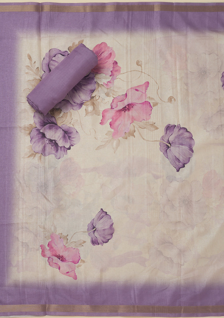 Purple Zariwork Raw Silk Unstitched Salwar Suit