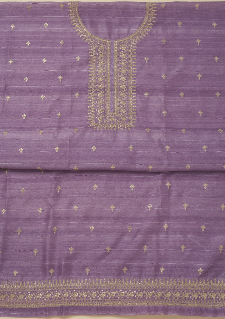 Purple Zariwork Raw Silk Unstitched Salwar Suit