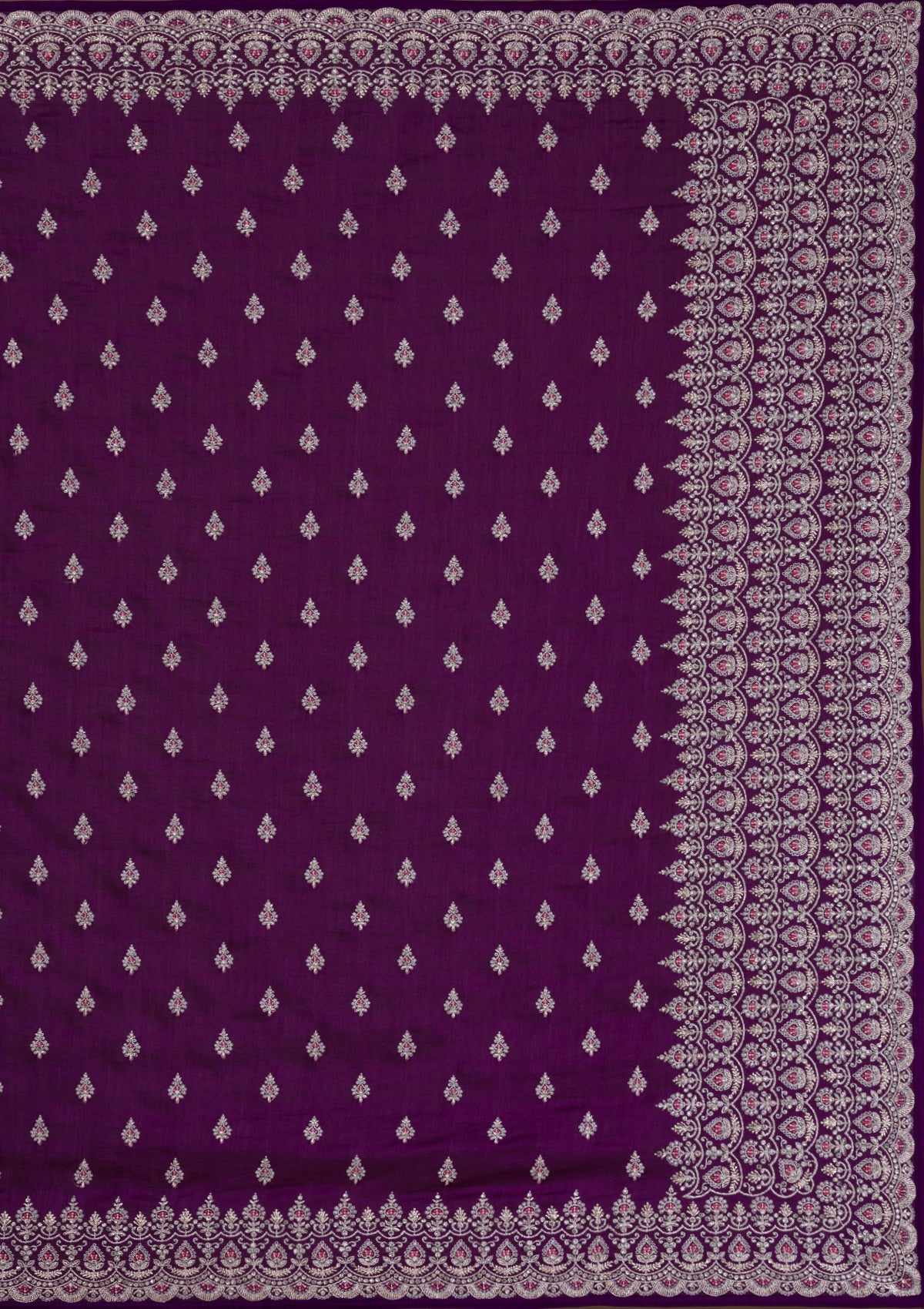 Purple Zariwork Raw Silk Saree