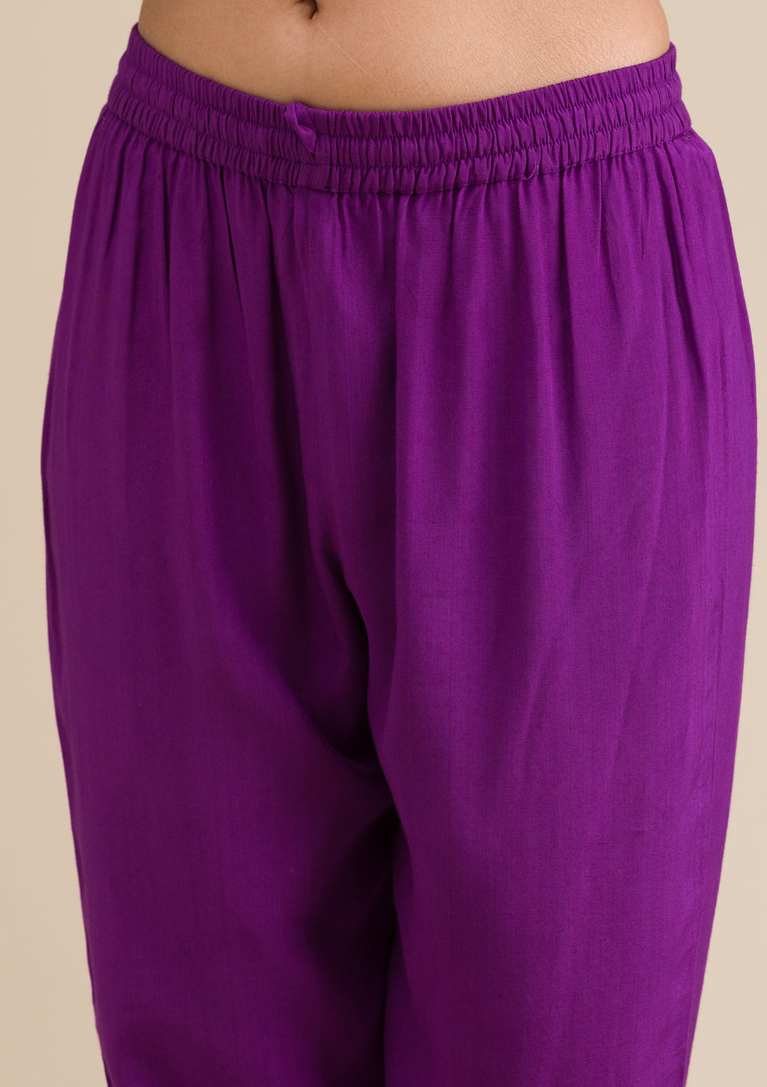 Purple Zariwork Semi Crepe Readymade Salwar Suit