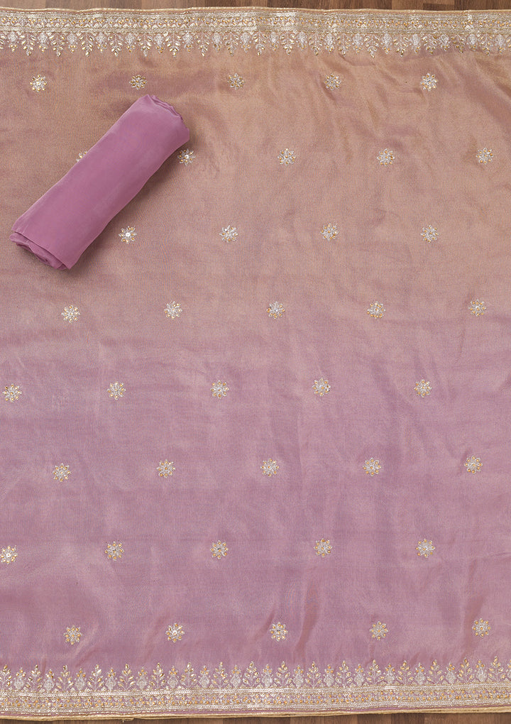Purple Zariwork Semi Crepe Unstitched Salwar Suit