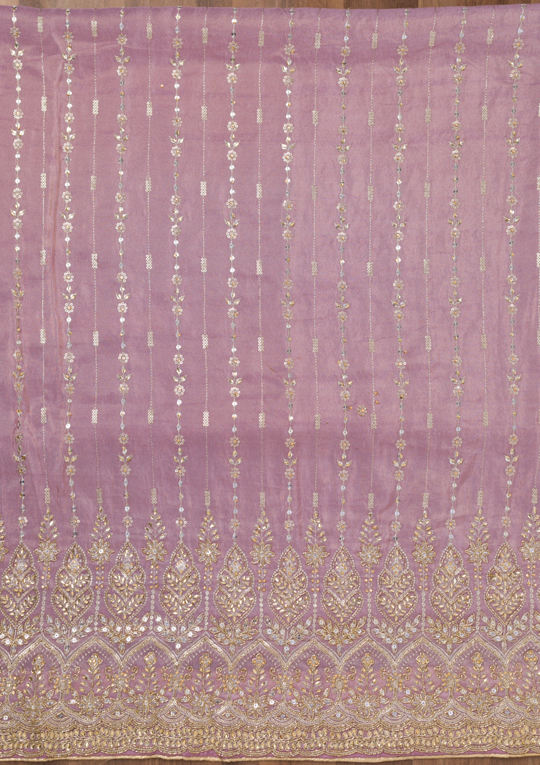 Purple Zariwork Semi Crepe Unstitched Salwar Suit