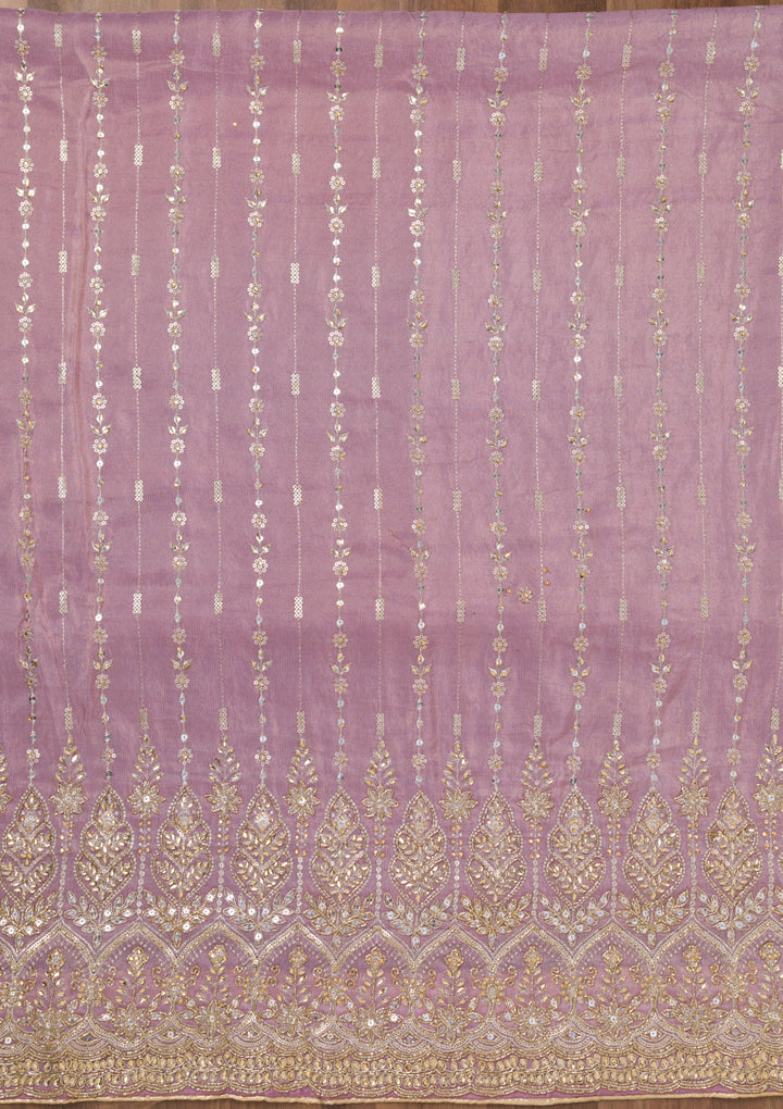 Purple Zariwork Semi Crepe Unstitched Salwar Suit