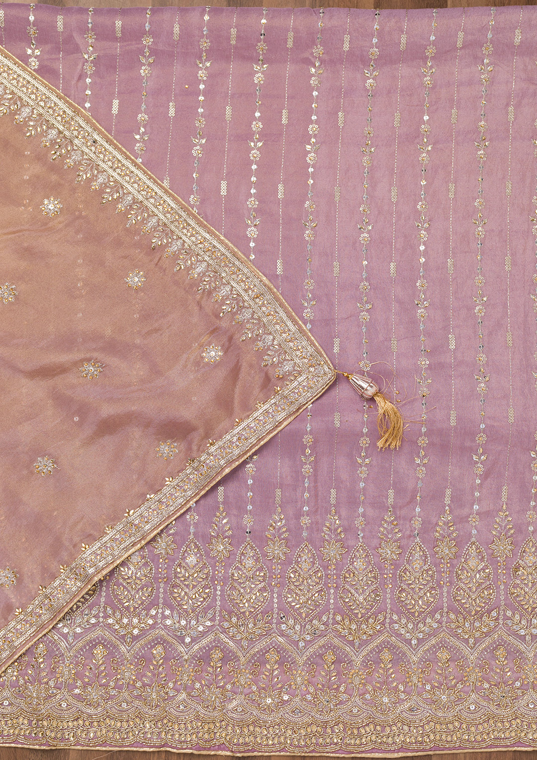 Purple Zariwork Semi Crepe Unstitched Salwar Suit