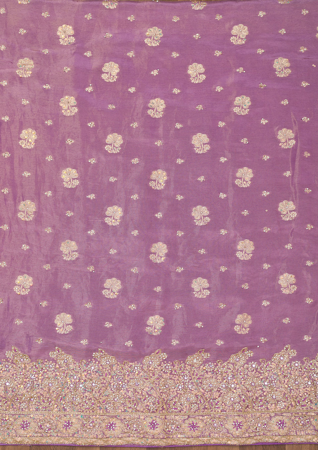 Purple Zariwork Semi Crepe Unstitched Salwar Suit