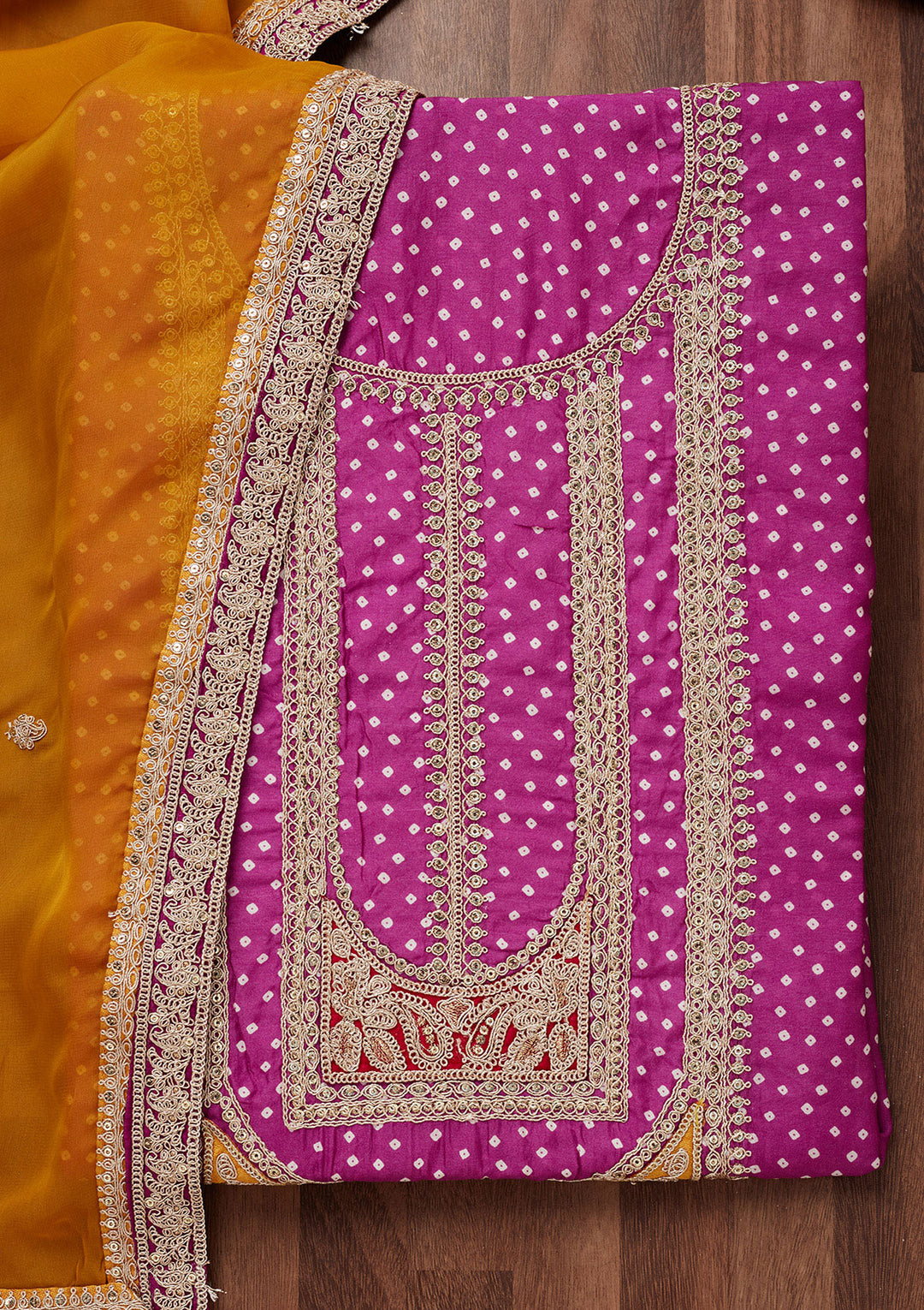 Purple Zariwork Semi Crepe Unstitched Salwar Suit