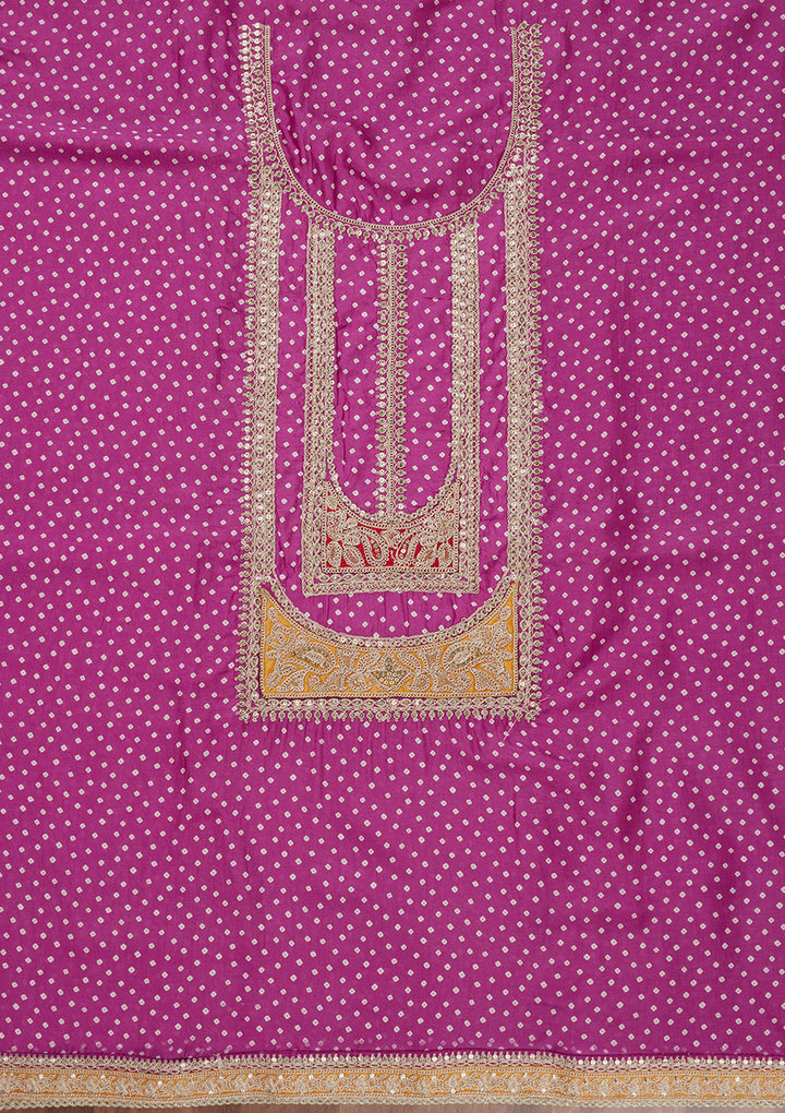 Purple Zariwork Semi Crepe Unstitched Salwar Suit