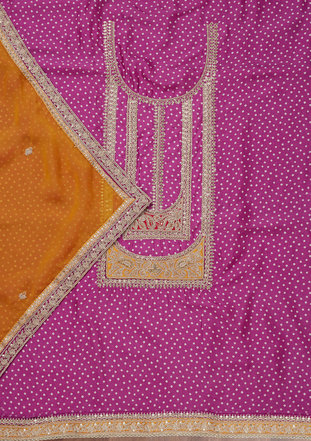 Purple Zariwork Semi Crepe Unstitched Salwar Suit