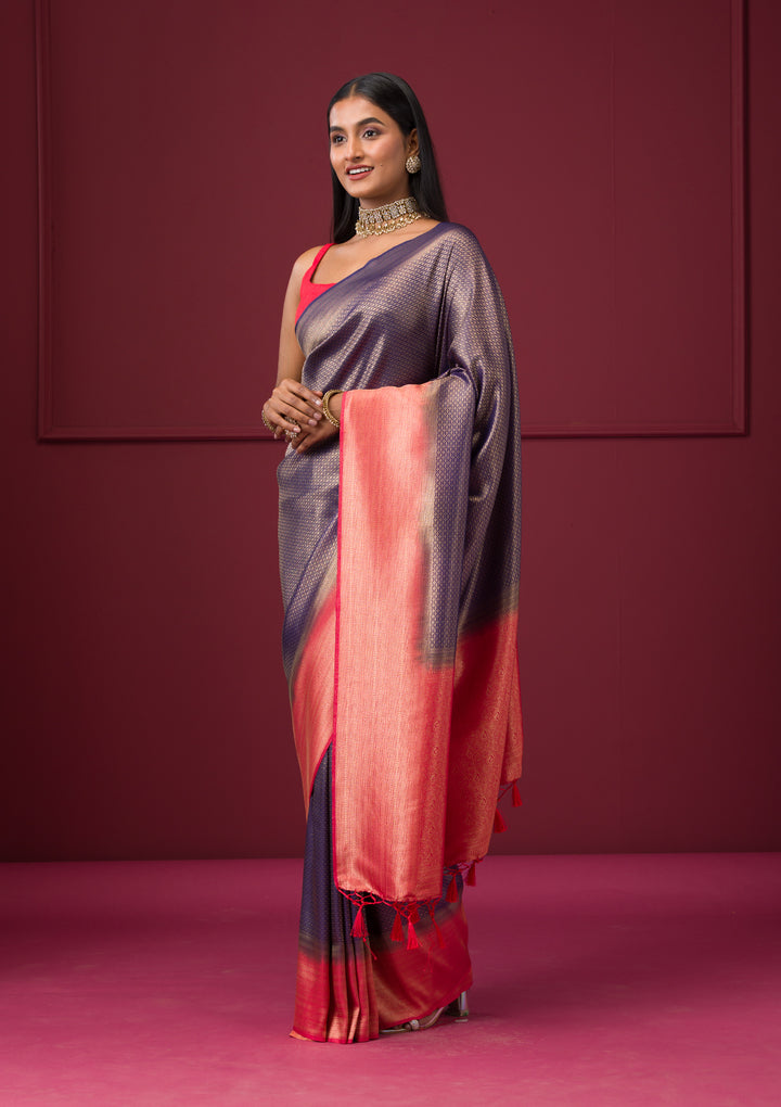 Purple Zariwork Soft Silk Saree