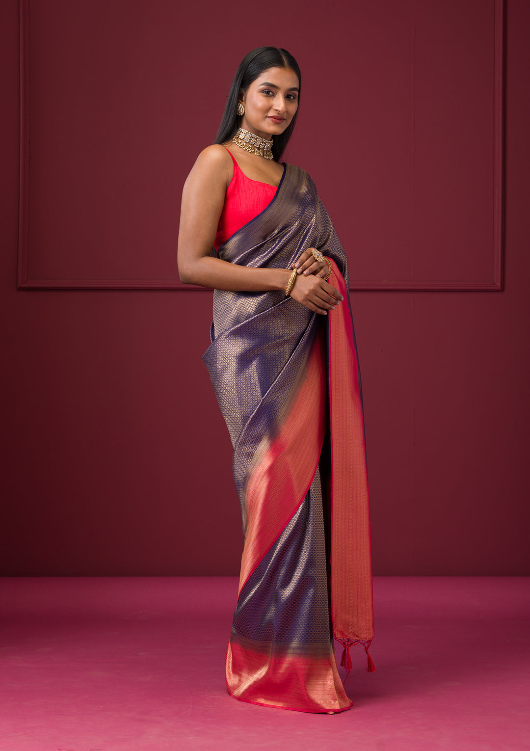 Purple Zariwork Soft Silk Saree