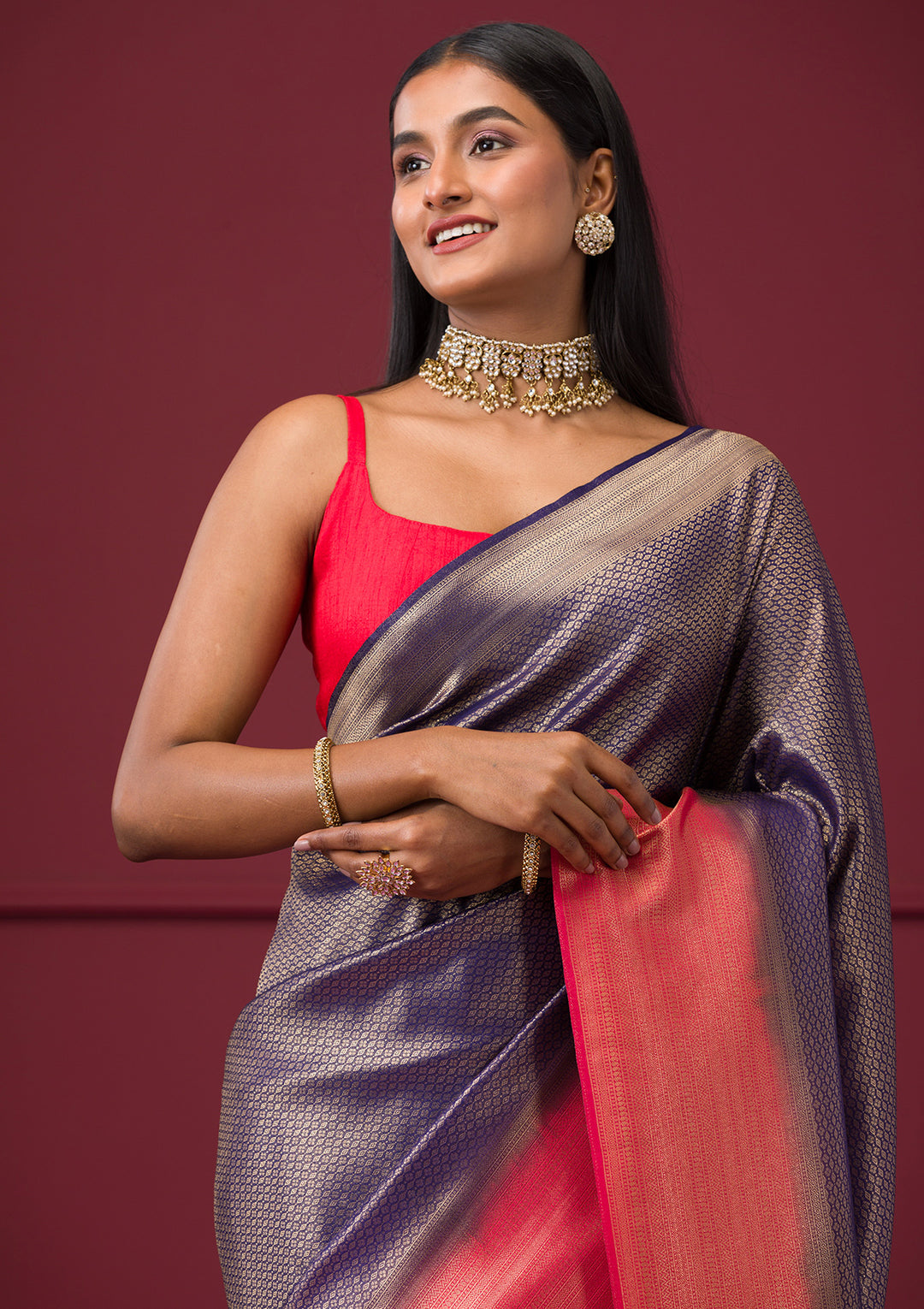 Purple Zariwork Soft Silk Saree