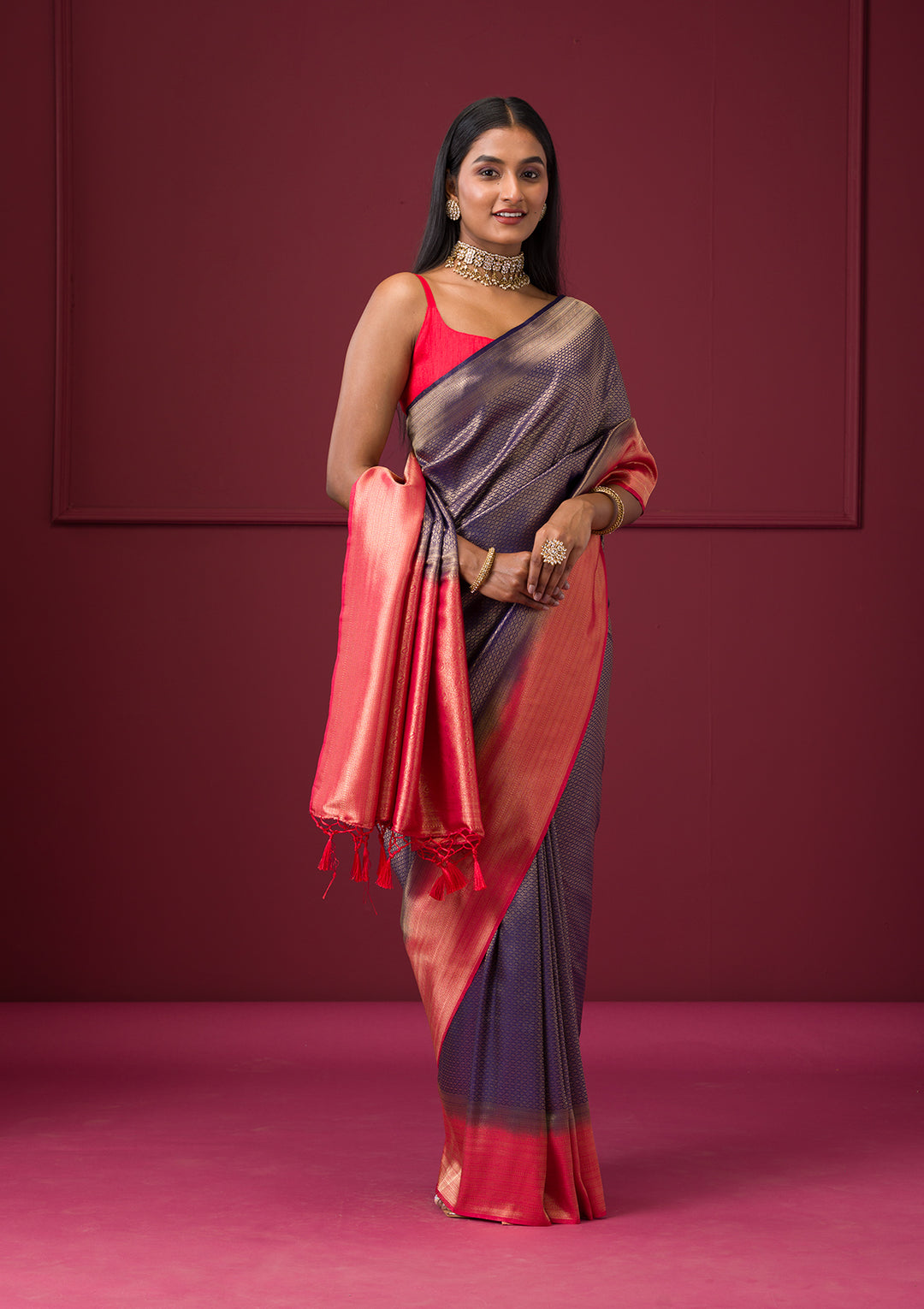 Purple Zariwork Soft Silk Saree