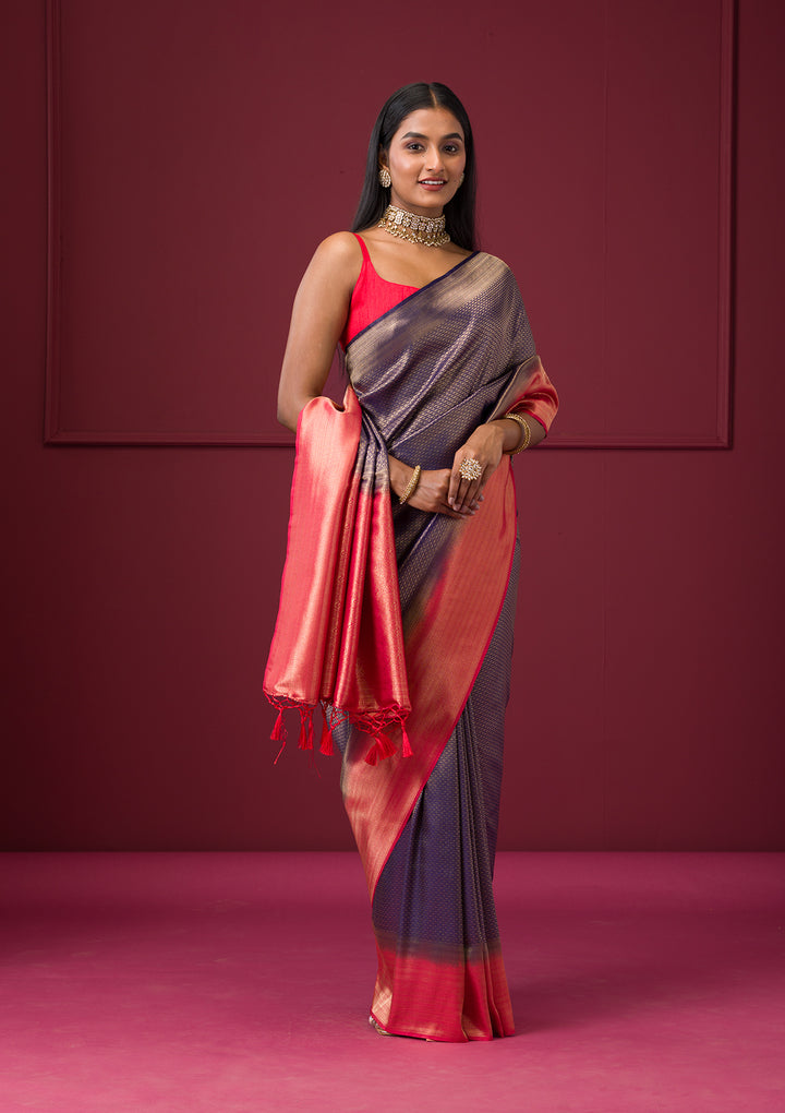 Purple Zariwork Soft Silk Saree