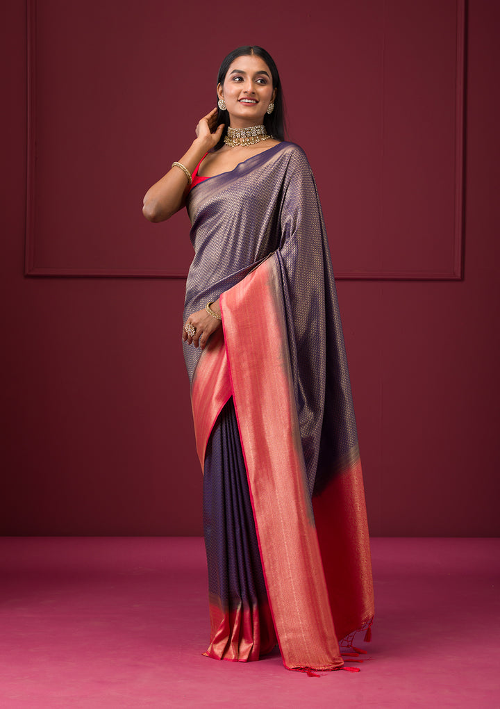Purple Zariwork Soft Silk Saree