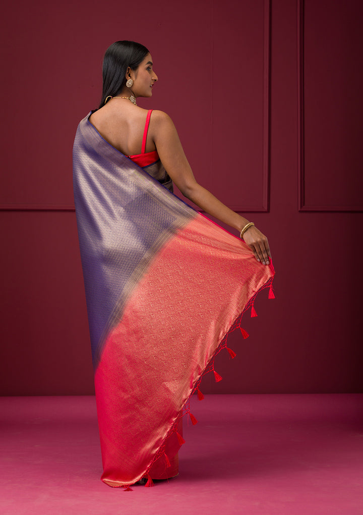 Purple Zariwork Soft Silk Saree