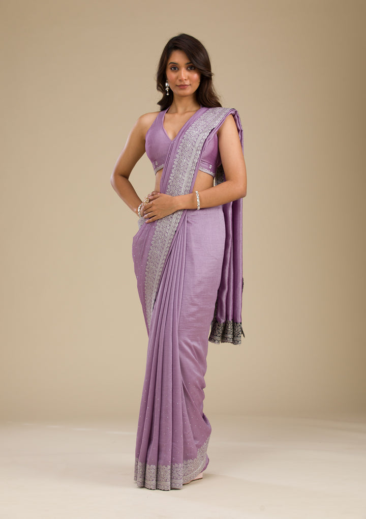 Purple Zariwork Soft Silk Saree