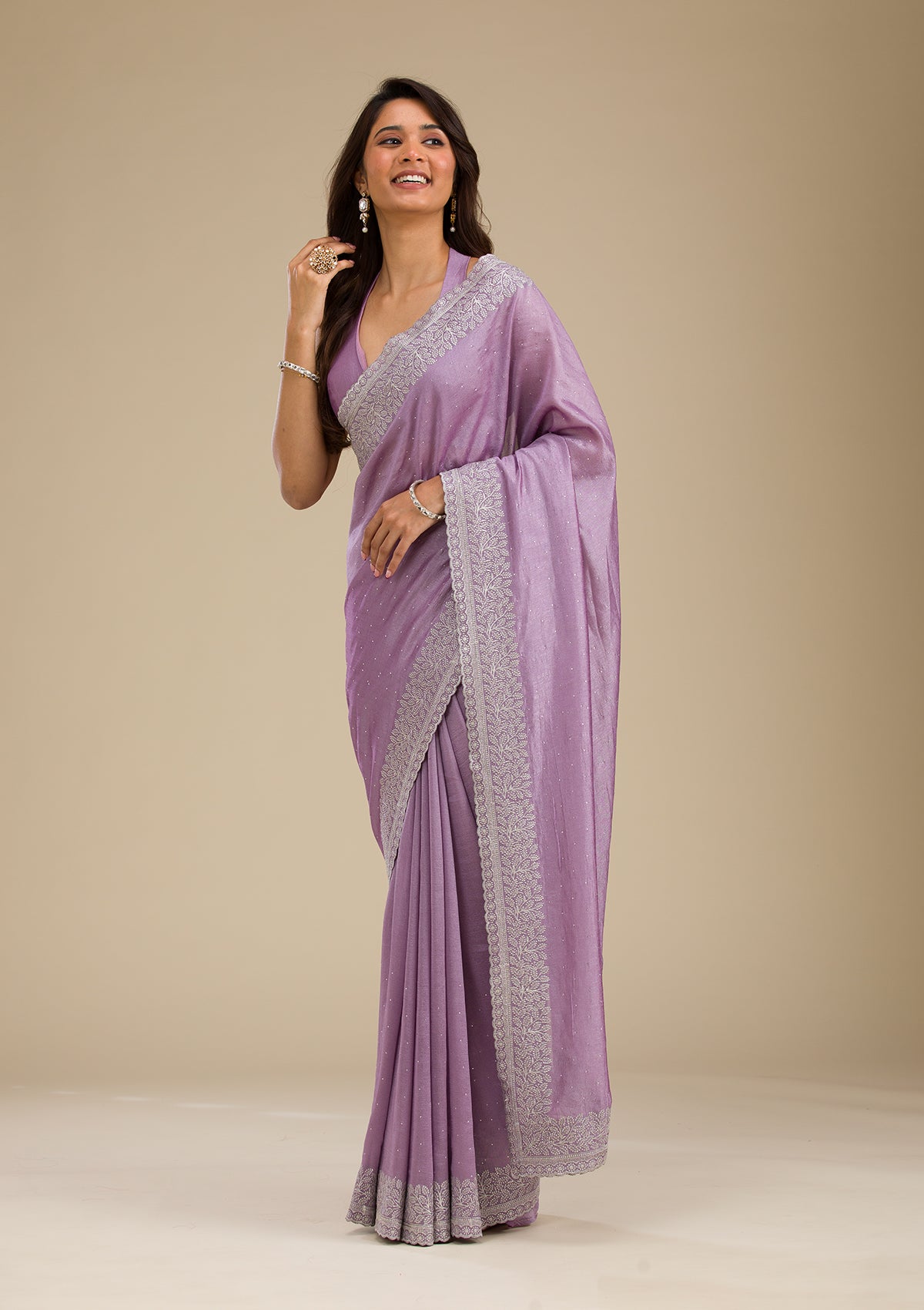 Buy Purple Zariwork Soft Silk Saree - Koskii