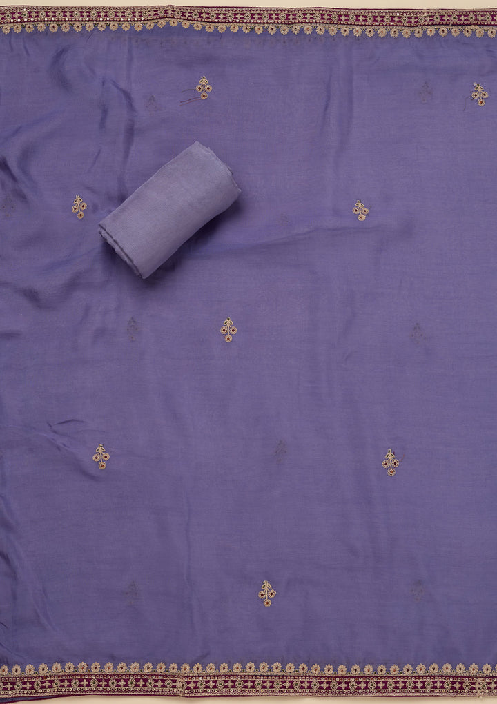 Purple Zariwork Tissue Unstitched Salwar Suit