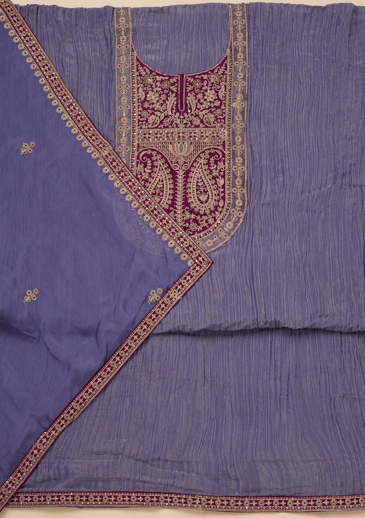 Purple Zariwork Tissue Unstitched Salwar Suit