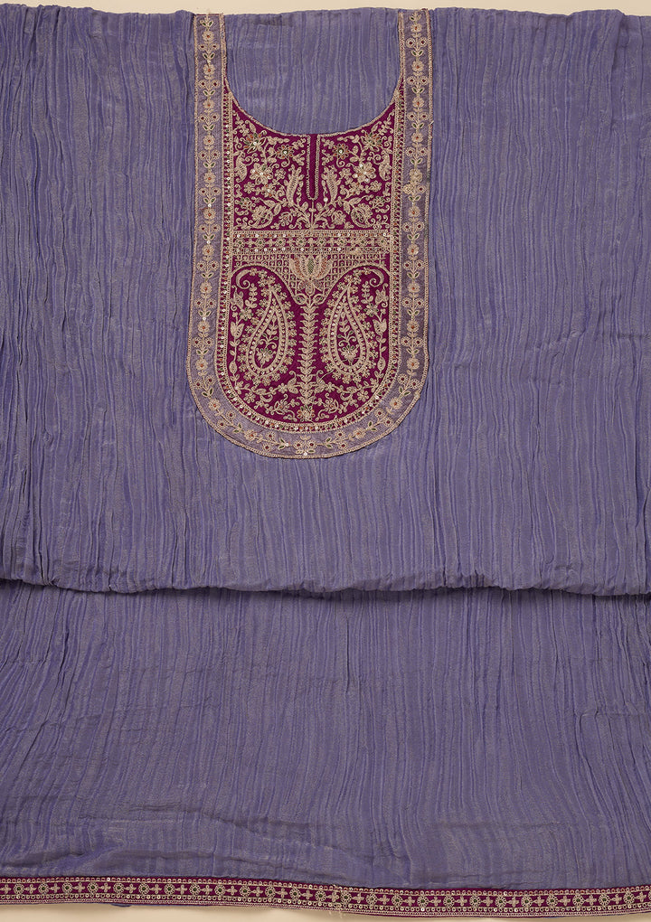 Purple Zariwork Tissue Unstitched Salwar Suit
