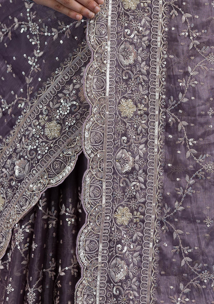 Purple Zariwork Tissue Saree