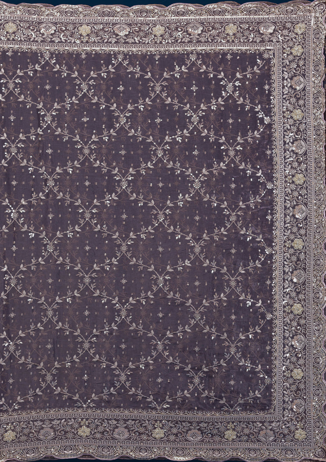 Purple Zariwork Tissue Saree