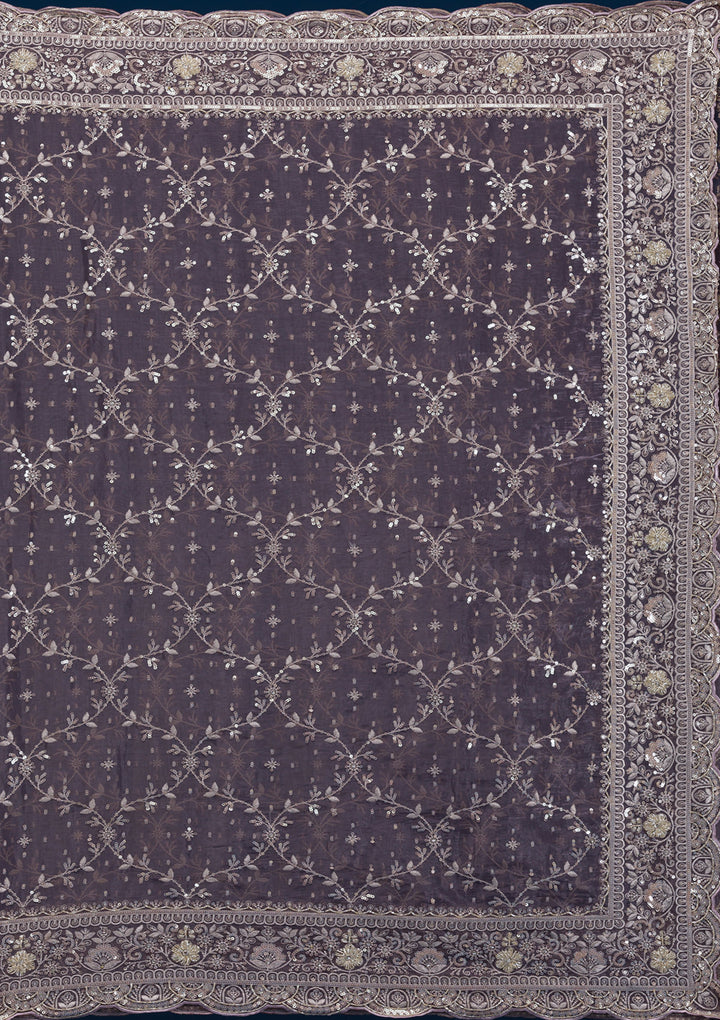 Purple Zariwork Tissue Saree