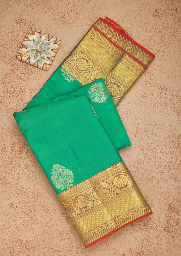 Rama Green Zariwork Pure Silk Saree
