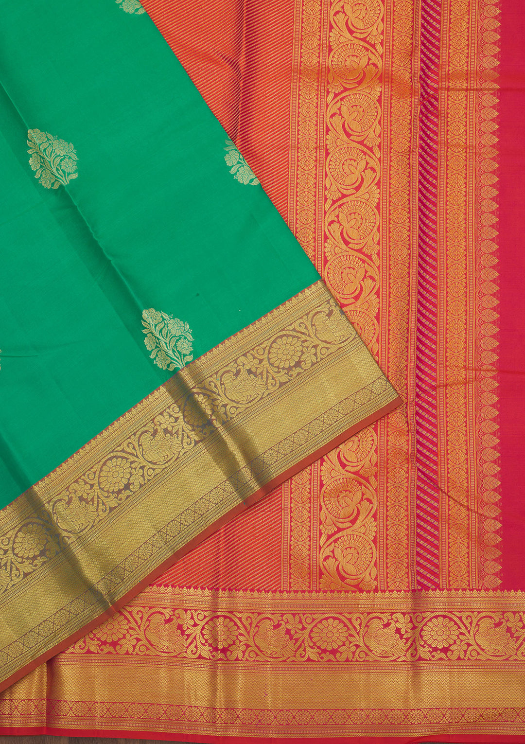 Rama Green Zariwork Pure Silk Saree