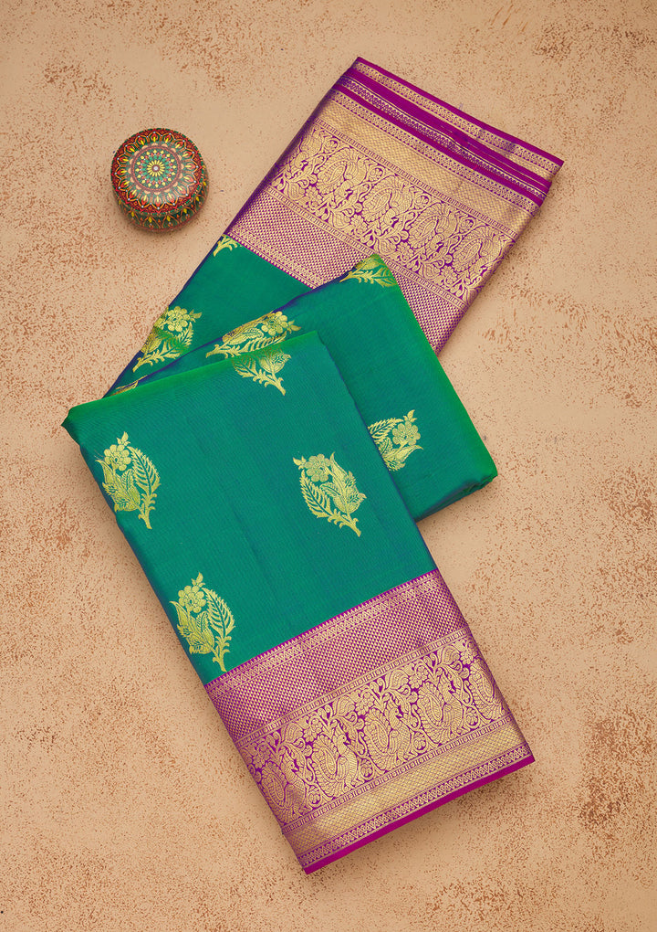 Rama Green Zariwork Pure Silk Saree