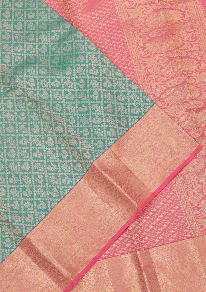 Rama Green Zariwork Pure Silk Saree