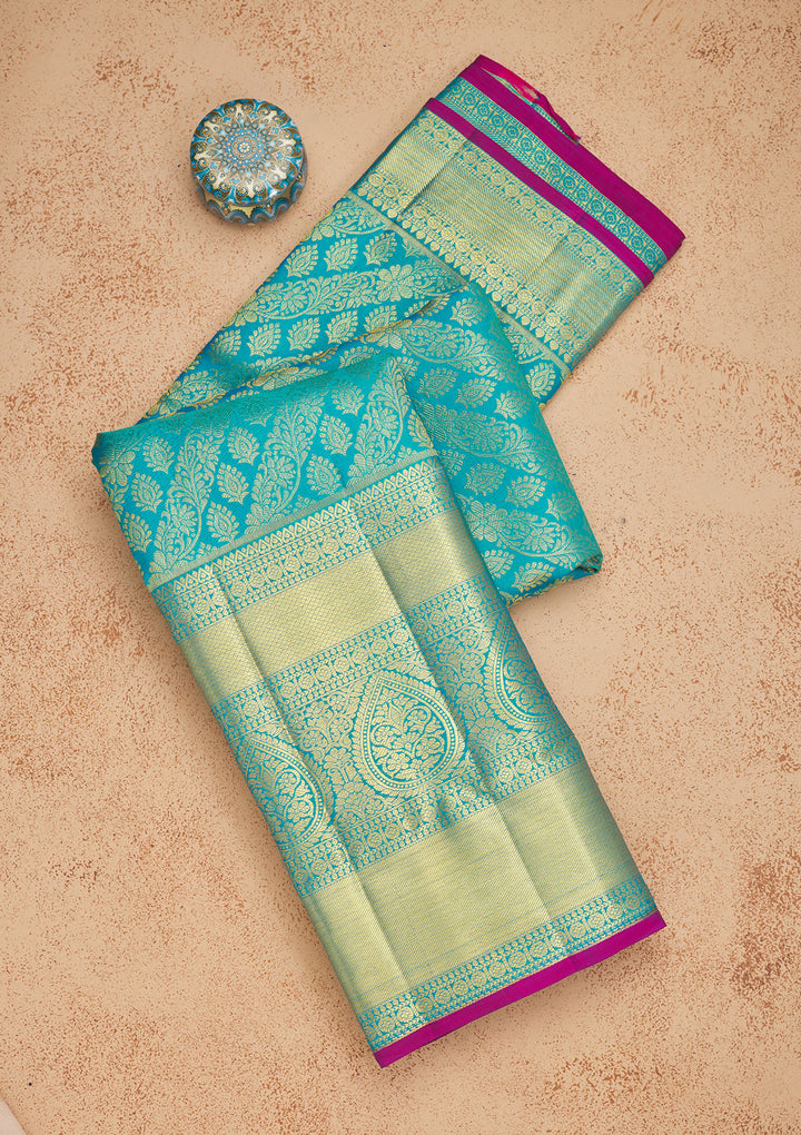 Rama Green Zariwork Pure Silk Saree