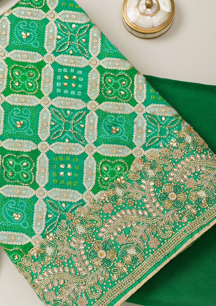 Rama Green Cutdana Semi Crepe Unstitched Salwar Suit